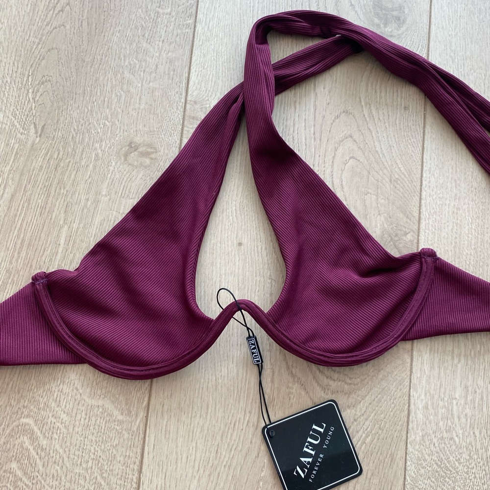 NWT Zaful Burgundy Bikini Top, Size 6